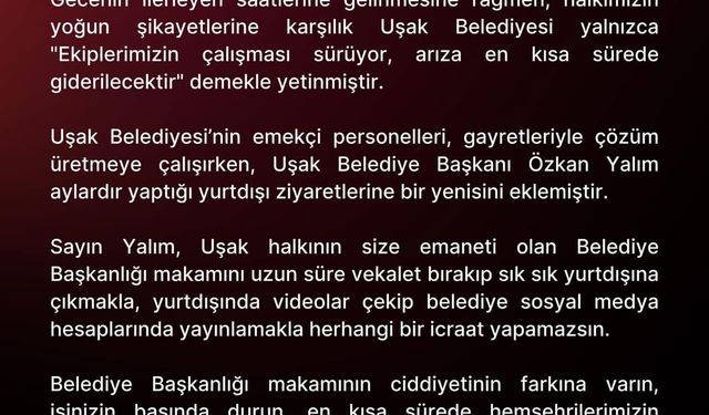 Uşak’ta Su Kesintisi Krizi: Tepkiler ve Sessizlik