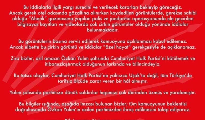 CHP Uşak Taban Hareketi’nden Genel Merkez’e “İhraç” Çağrısı